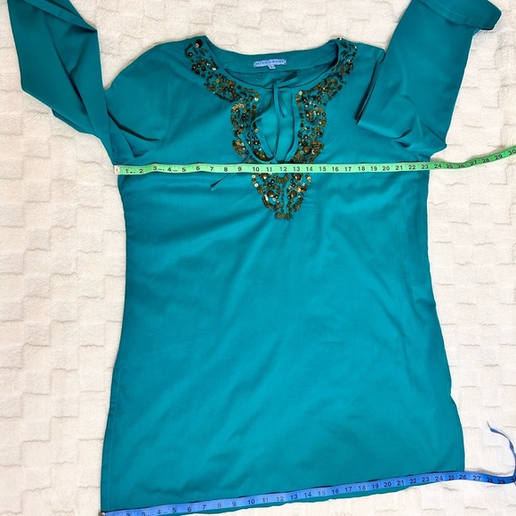 ANTONIO MELANI Teal Embellished Blouse - Picture 9 of 9